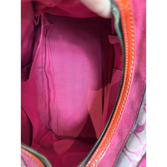 Vintage Coach Signature Pink Metallic Silver Splash Boston Satchel Bag Y2K 2186 - Picture 8 of 16